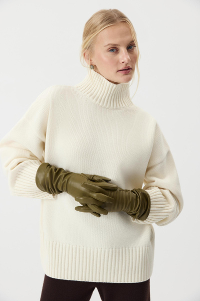 Свитер со стойкой из шерсти мериноса  ( Ванильный) (one size) 