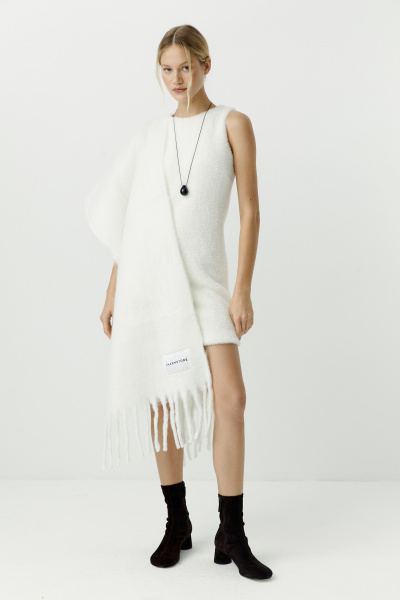 Шарф объемный с бахромой (молочный) (one size)