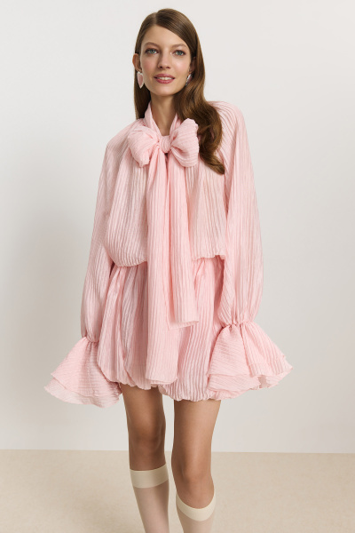 Блузка с бантом (розовый) (one size) 