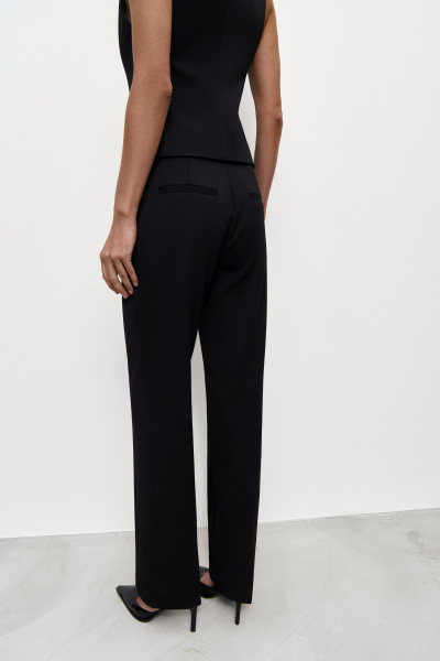 Брюки прямые на средней посадке (XS, черный)