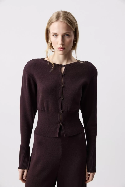 Кардиган с акцентными плечами (Шоколадный) (M/L) 