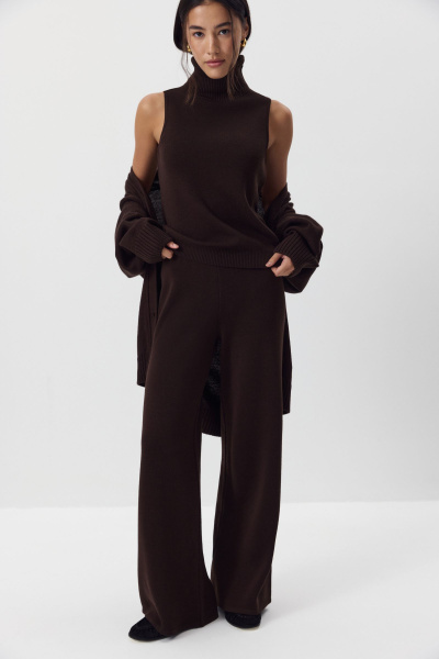 Брюки вязаные с шерстью (шоколадный) (M) 