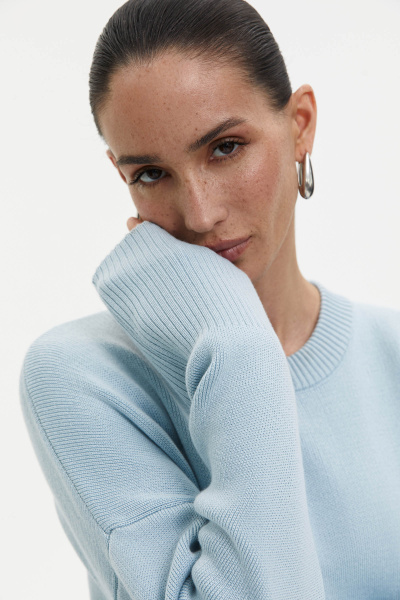 Платье мини вязаное (one size, голубой) 1741