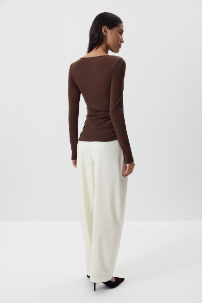 Лонгслив из кашемира с лиоцеллом (шоколадный) (S) 