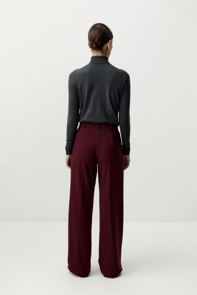 Брюки с заниженной талией из костюмной ткани (винный) (L) 