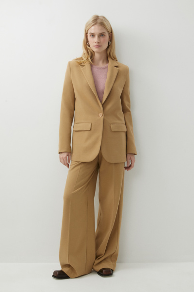 Пиджак прямой на одну пуговицу из костюмной ткани (светло-коричневый) (S) 