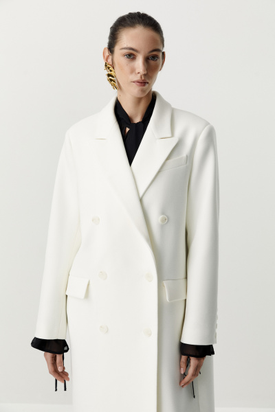 Пальто оверсайз двубортное (молочный) (XS/S) 