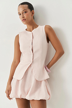 Жилет удлиненный изо льна (розовый)