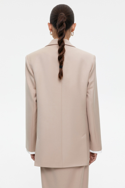 Пиджак с контрастными манжетами (L, бежевый) 2183