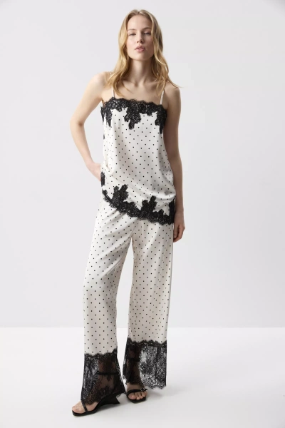 Брюки с кружевом (Горох на молочном) (M/L) 