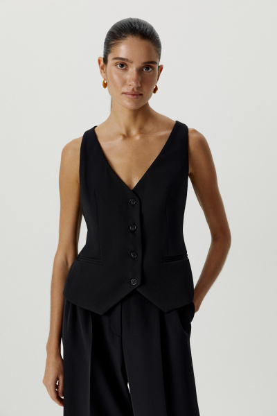 Жилет классический однобортный (черный) (S)