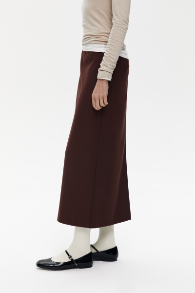 Юбка макси из костюмной ткани (XXS, шоколадный)