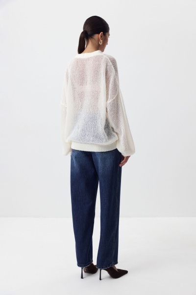 Кардиган ажурной вязки (молочный) (one size) 