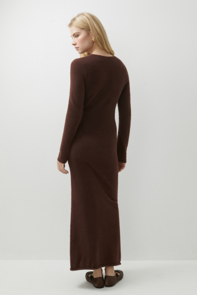Платье макси из пушистой пряжи (коричневый) (L) 