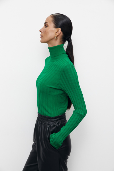 Водолазка вязаная базовая (XS, травяной) 