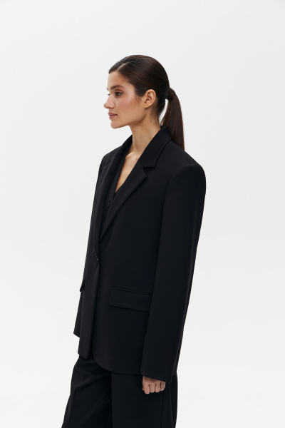 Пиджак оверсайз на одну пуговицу (XS/S, черный)