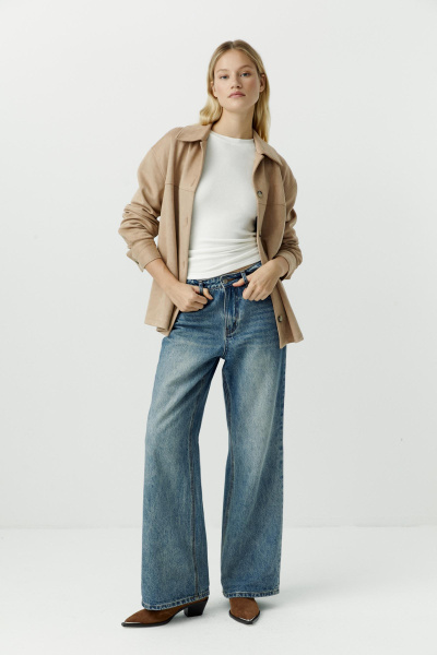 Джинсы с высокой посадкой/Denim pants with high waist (26/XS, пыльно-синий/dusty blue) 2682