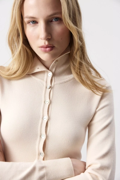 Платье мини с воротником-стойкой (Ванильный) (M) 