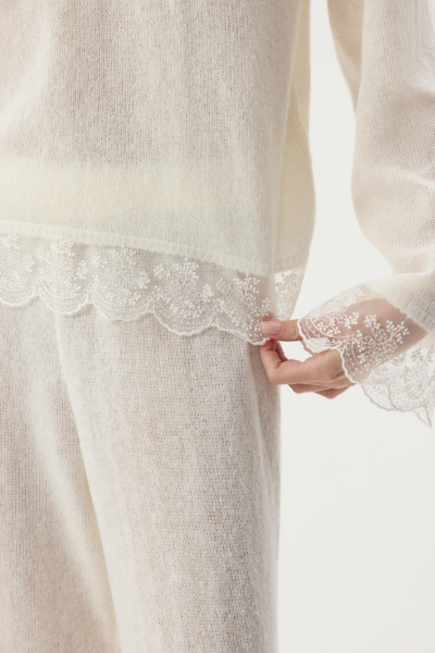 Джемпер с ажурным кружевом (Молочный) (XS/S) 