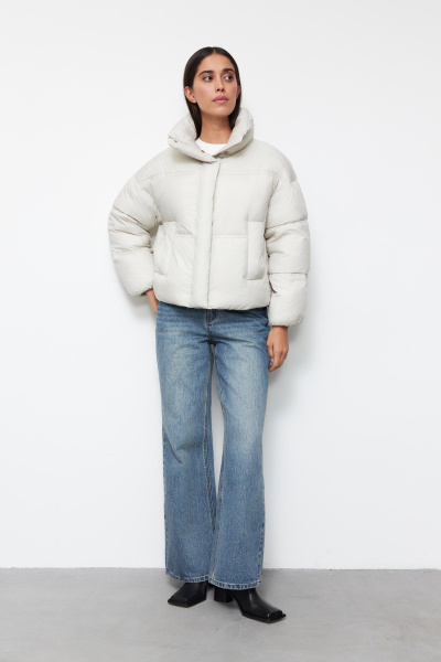 Куртка укороченная утепленная/ Women's short padded jacket (XS, молочный/milk) 