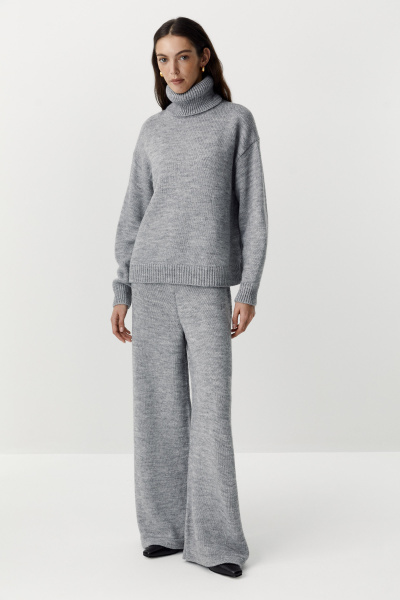 Свитер с высоким воротником базовый (серый меланж) (XS/S)