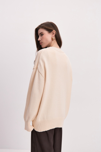 Джемпер базовый с круглой горловиной (бежевый) (M/L) 