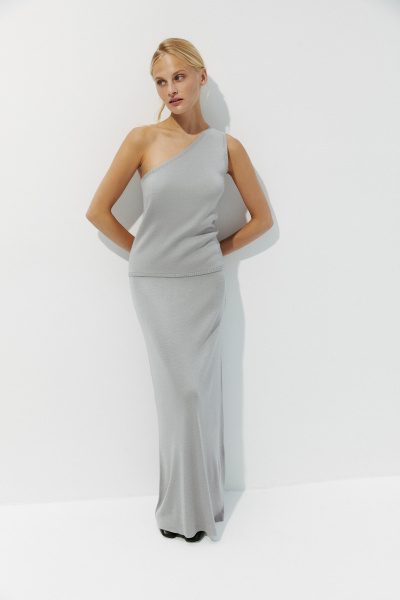 Юбка вязаная макси (M/L, серый) 2775