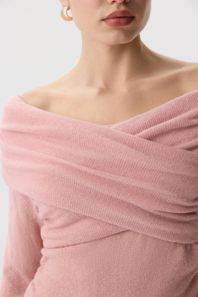 Лонгслив вязанный с драпировкой (Пудровый) (M) 