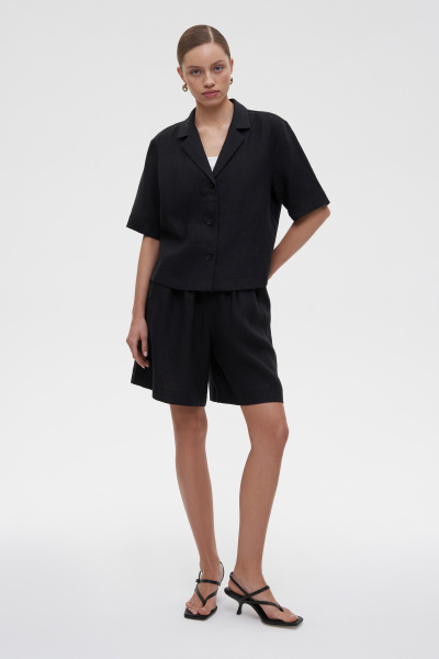Рубашка с коротким рукавом изо льна (XS/S, черный) 2159