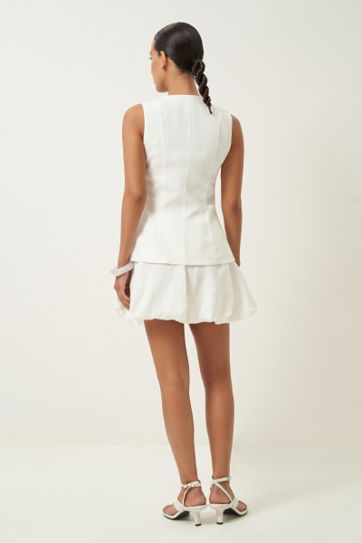 Юбка-баллон мини изо льна (молочный) (M)