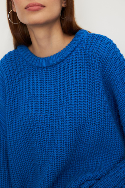 Свитер крупной вязки из хлопка (one size, электрик) 2213