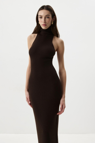 Платье-халтер макси (Шоколадный) (M) 