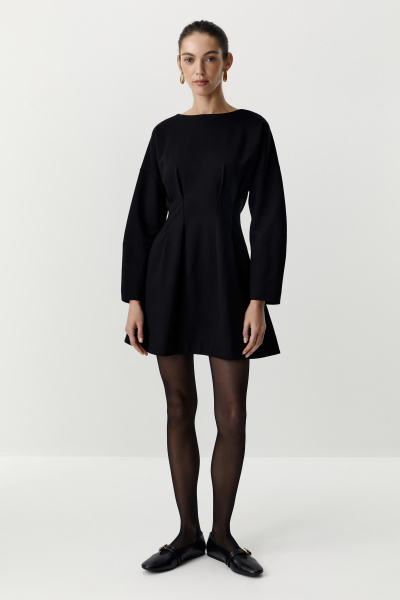 Платье мини приталенного силуэта (черный) (XS) 