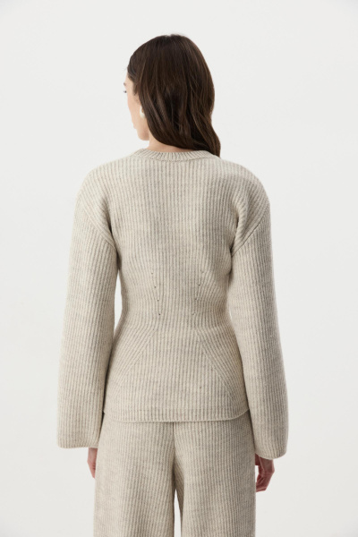 Джемпер приталенный с шерстью (светло-бежевый меланж) (M/L) 