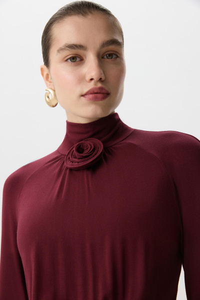 Платье макси с декоративной розой (Винный) (M) 