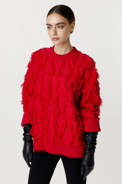 Джемпер с орнаментом из бахромы (алый) (XS/S) 