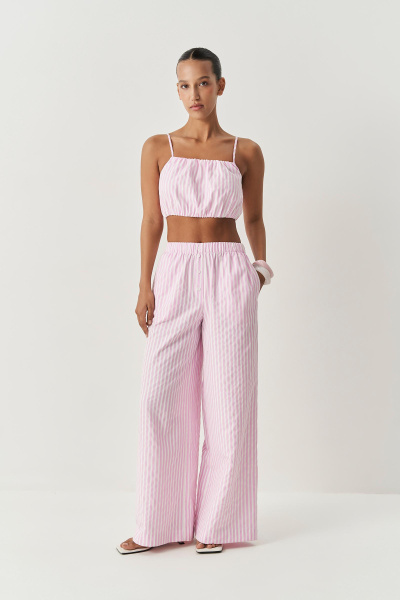 Блузка типа "топ" на бретелях в полоску (розовый) (M) 