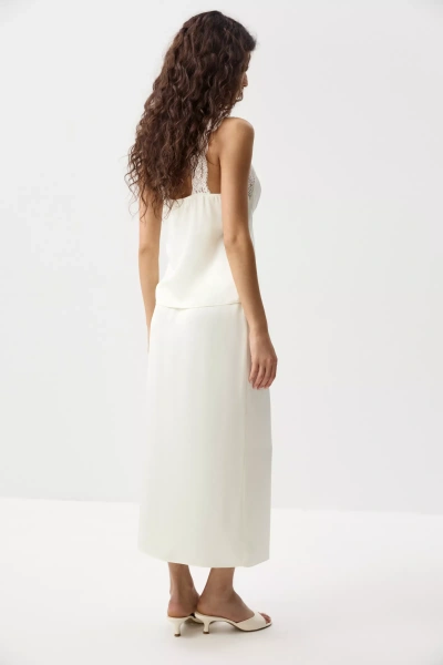 Юбка миди с декоративным кружевом (Молочный) (XS)