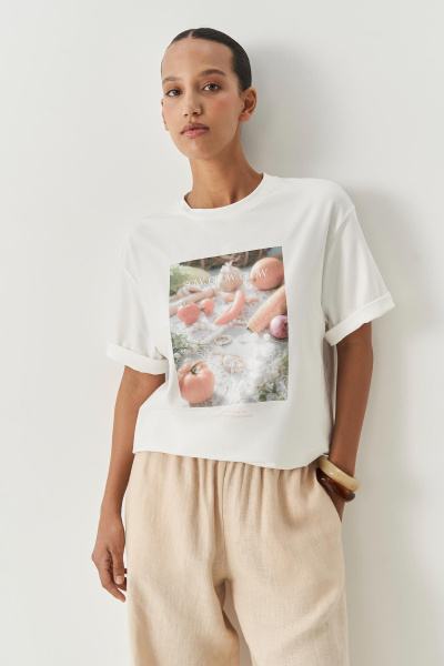 Футболка с принтом Vegetables (молочный) (M/L) 