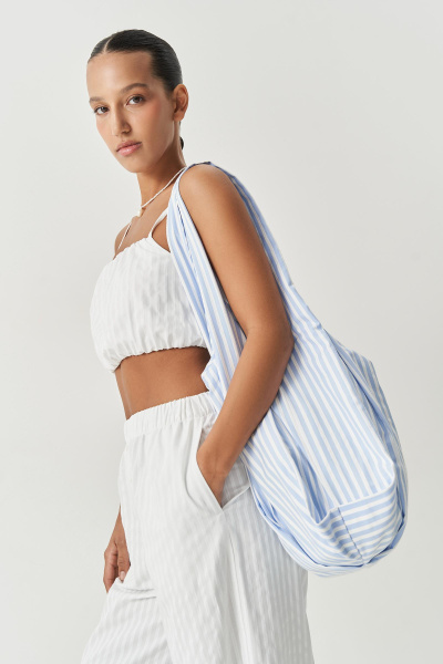 Сумка-тоут в полоску (голубой) (one size) 