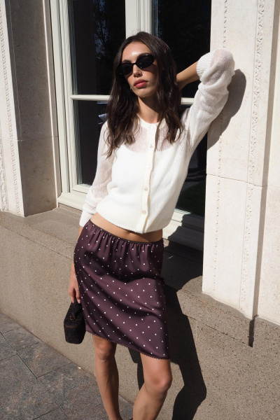 Кардиган с тонкой планкой (молочный) (M) 