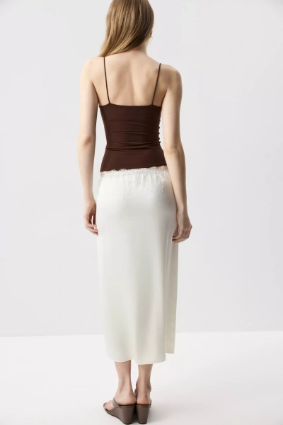 Топ с кружевом из вискозы (шоколадный) (M) 