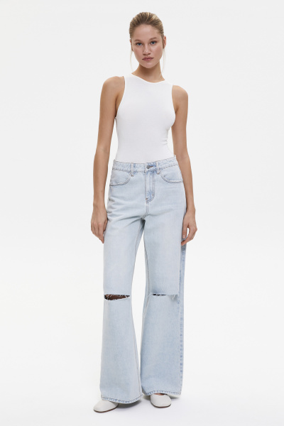 Джинсы палаццо с разрезами/Denim palazzo with cuts (26/XS, голубой/blue) 1741