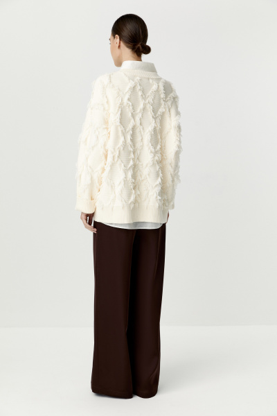 Джемпер с орнаментом из бахромы (молочный) (XS/S) 