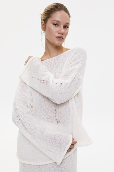 Джемпер оверсайз с гранжевым эффектом (молочный) (M/L) 