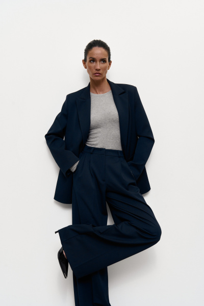 Пиджак свободного кроя (XS, темно-синий) 