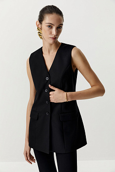 Жилет приталенный удлиненный (черный)
