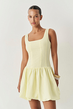 Платье баллон изо льна (желтый)