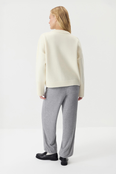 Джемпер из шерсти мериноса с круглым вырезом  (Ванильный) (one size) 
