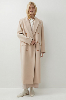 Пальто оверсайз двубортное (бежевый)